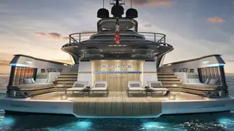 The impressive swim platform on the ADMIRAL S-FORCE 55
