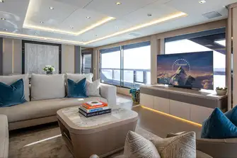 The clean and simple colour scheme implemented throughout the yacht's interior scream elegance and luxury 