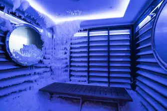 This is the snow room on the 96.6m (316.8ft) Feadship SOPHIA, available for charter with Burgess