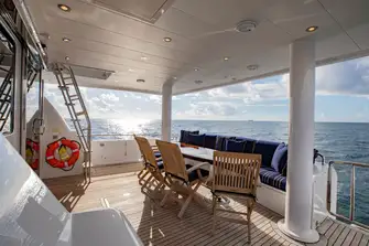 Another open-air dining option on the main deck aft and steps down to the swim platform