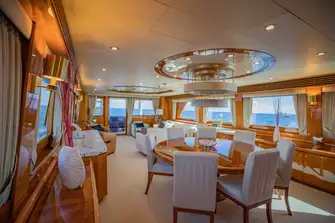 Looking aft in the light, bright main saloon