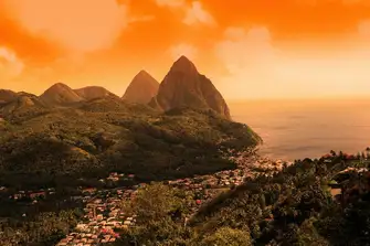 The Pitons dominate the skyline